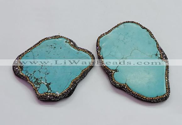 CGP1555 65*70mm - 60*90mm freeform turquoise pendants wholesale