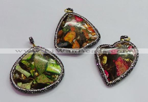 CGP1564 45*50mm freeform sea sediment jasper pendants