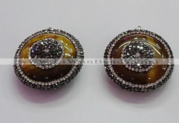 CGP1573 35mm coin yellow tiger eye pendants wholesale