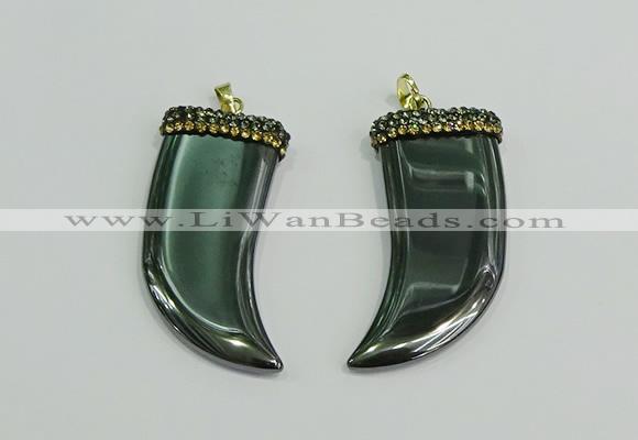 CGP166 22*55mm horn hematite gemstone pendants wholesale