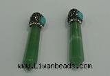 CGP188 10*55mm sticks green aventurine pendants wholesale