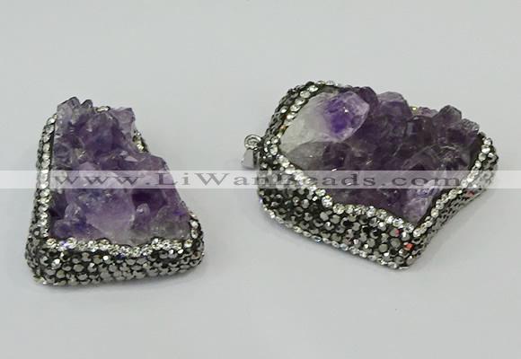 CGP219 30*40mm - 35*45mm freeform druzy amethyst pendants