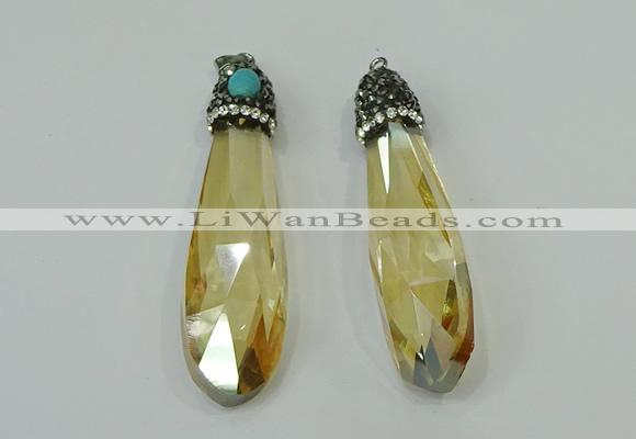 CGP242 17*70mm faceted teardrop crystal glass pendants wholesale