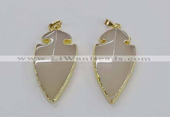 CGP3001 22*45mm arrowhead agate gemstone pendants wholesale