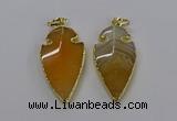 CGP3002 22*45mm arrowhead agate gemstone pendants wholesale