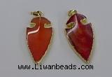 CGP3004 22*45mm arrowhead agate gemstone pendants wholesale