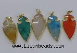 CGP3008 22*45mm arrowhead agate gemstone pendants wholesale