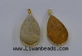 CGP3016 28*50mm flat teardrop fossil coral pendants wholesale