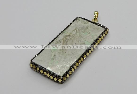 CGP3021 30*60mm - 40*60mm rectangle green apple jasper pendants