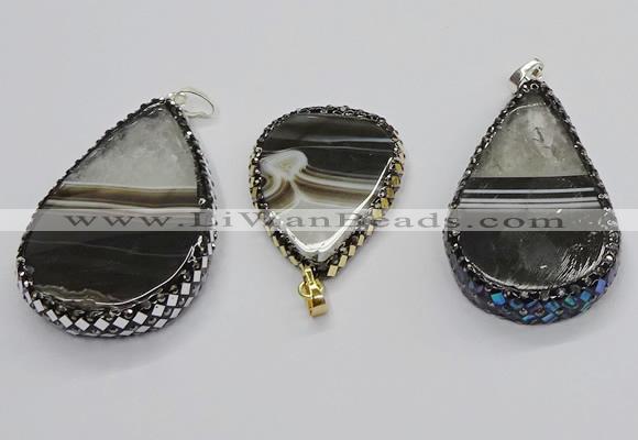 CGP3048 30*45mm - 35*60mm flat teardrop druzy agate pendants