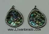 CGP308 35*45mm flat teardrop abalone shell pendants wholesale