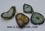 CGP3085 40*50mm - 45*55mm freeform druzy agate pendants