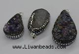 CGP3100 25*40mm - 30*65mm freeform plated druzy amethyst pendants