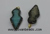 CGP3107 22*50mm arrowhead druzy agate pendants wholesale