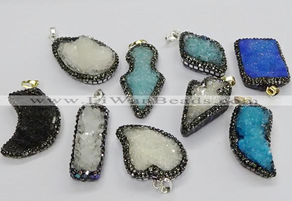 CGP3110 20*30mm - 30*45mm freeform druzy agate pendants