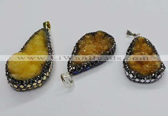 CGP3115 18*30mm - 22*40mm flat teardrop druzy agate pendants