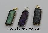 CGP3125 12*35mm - 15*40mm rectangle druzy agate pendants