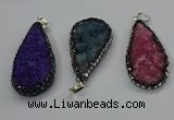 CGP3138 25*50mm - 25*55mm flat teardrop druzy agate pendants