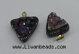 CGP3140 25*30mm - 30*35mm triangle plated druzy amethyst pendants