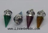 CGP3155 22*50mm faceted cone agate gemstone pendants wholesale