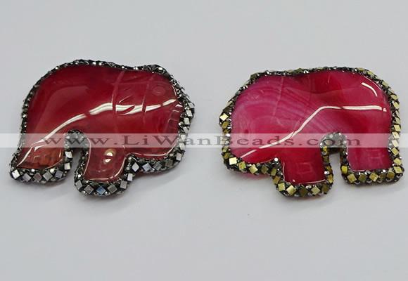 CGP3173 50*55mm elephant agate gemstone pendants wholesale