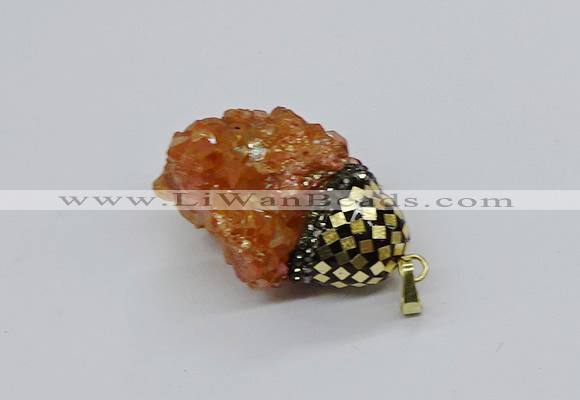 CGP3196 20*30mm - 25*40mm nuggets plated druzy quartz pendants