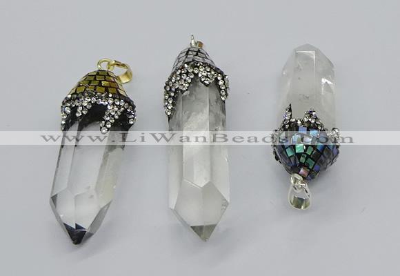 CGP3218 12*55mm - 15*45mm sticks white crystal pendants