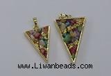 CGP3262 25*40mm - 30*50mm triangle druzy agate pendants wholesale