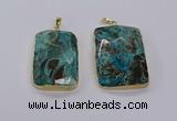 CGP3280 30*50mm - 35*55mm faceted rectangle ocean agate pendants