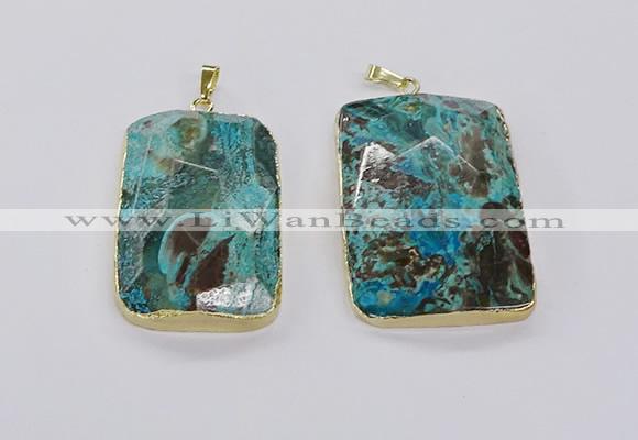 CGP3280 30*50mm - 35*55mm faceted rectangle ocean agate pendants