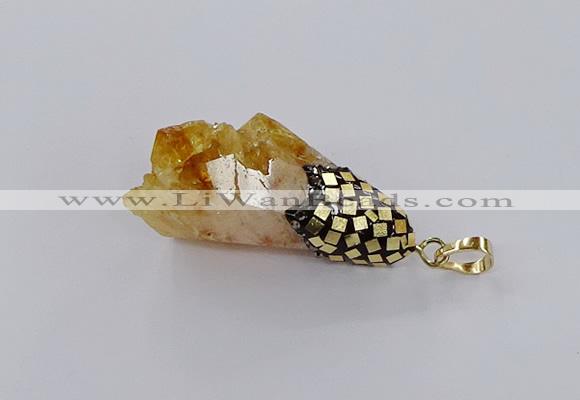 CGP3296 20*40mm - 25*45mm faceted freeform druzy citrine pendants