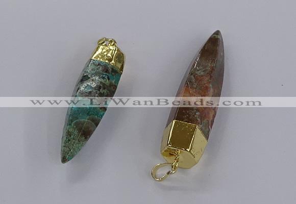 CGP3330 13*50mm - 15*60mm faceted bullet ocean agate pendants