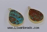 CGP3332 35*40mm - 35*50mm flat teardrop ocean agate pendants