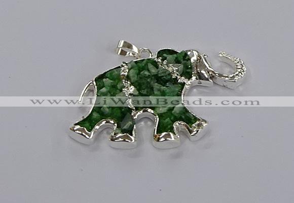 CGP3350 35*60mm elephant druzy agate pendants wholesale