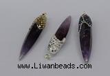 CGP3368 15*50mm - 16*65mm sticks amethyst gemstone pendants