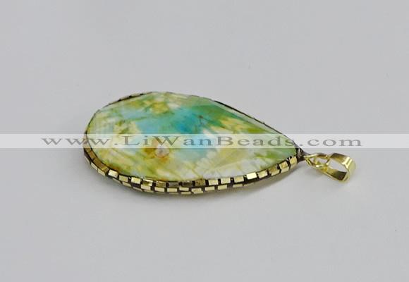 CGP3401 30*40mm - 30*45mm faceted flat teardrop agate pendants