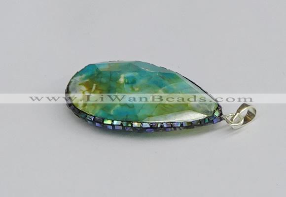 CGP3402 30*40mm - 30*45mm faceted flat teardrop agate pendants