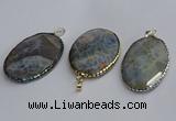 CGP3413 35*50mm faceted oval agate pendants wholesale