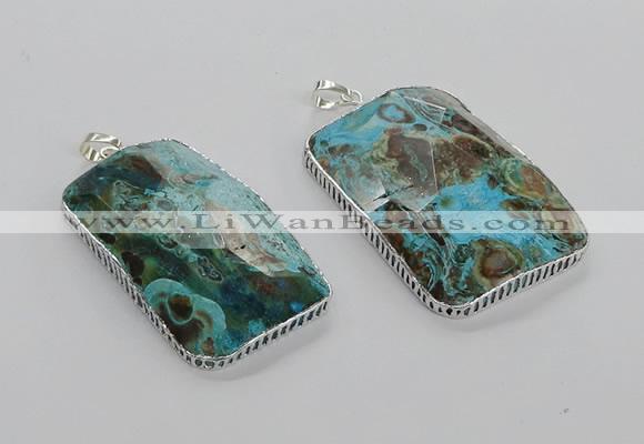 CGP3464 34*45mm - 35*55mm faceted rectangle ocean agate pendants