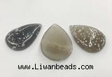 CGP3519 35*50mm - 40*55mm flat teardrop sakura agate slab pendants