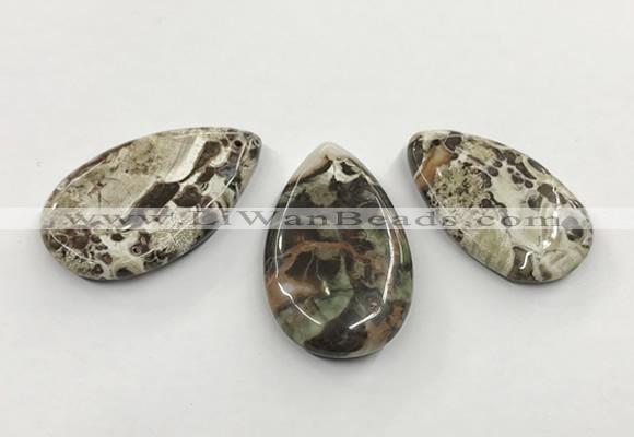 CGP3536 25*40mm - 28*48mm flat teardrop ocean agate slab pendants