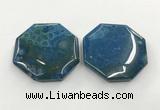 CGP3549 50mm - 53mm octagonal chrysanthemum agate slab pendants