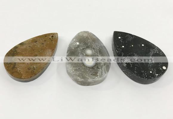 CGP3559 32*48mm - 40*60mm flat teardrop ocean agate slab pendants