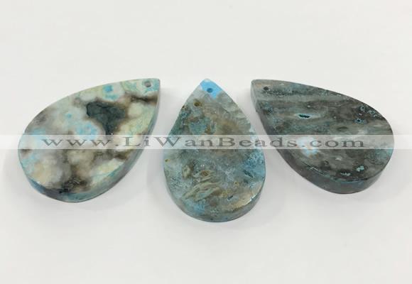 CGP3560 30*50mm - 35*55mm flat teardrop ocean agate slab pendants