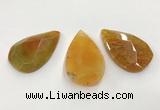 CGP3563 35*55mm faceted flat teardrop agate pendants wholesale