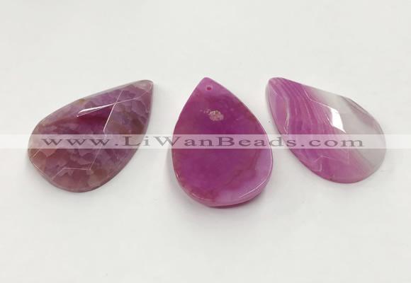 CGP3564 35*55mm faceted flat teardrop agate pendants wholesale