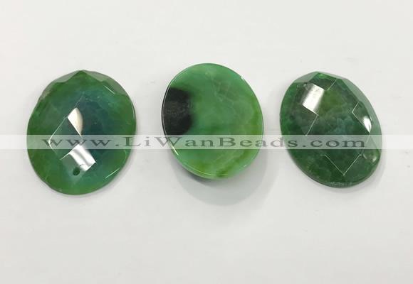 CGP3584 32*45mm faceted oval agate pendants wholesale