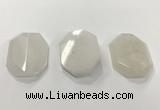 CGP3605 35*45mm faceted octagonal white jade pendants wholesale