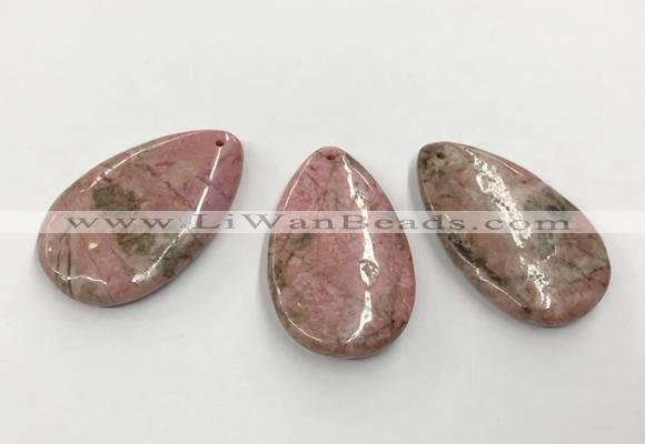 CGP3621 30*50mm flat teardrop rhodochrosite gemstone pendants