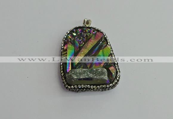 CGP377 30*40mm - 35*45mm freeform plated white crystal pendants